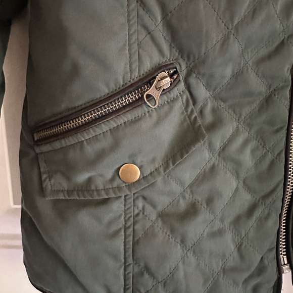 Olive Green Quilted Women's Jacket - Picture 2 of 4